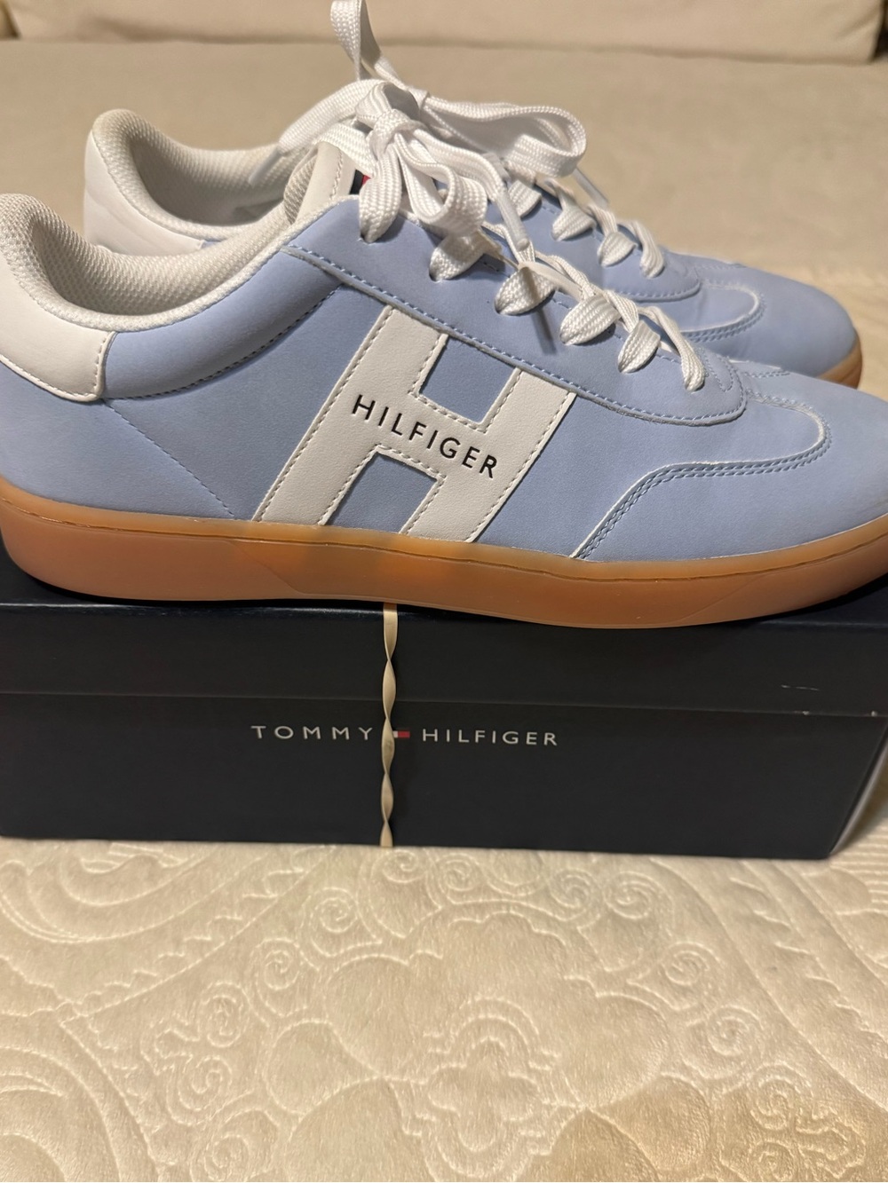 Womens Tommy Hilfiger Medium Blue Lace-Up Sneakers